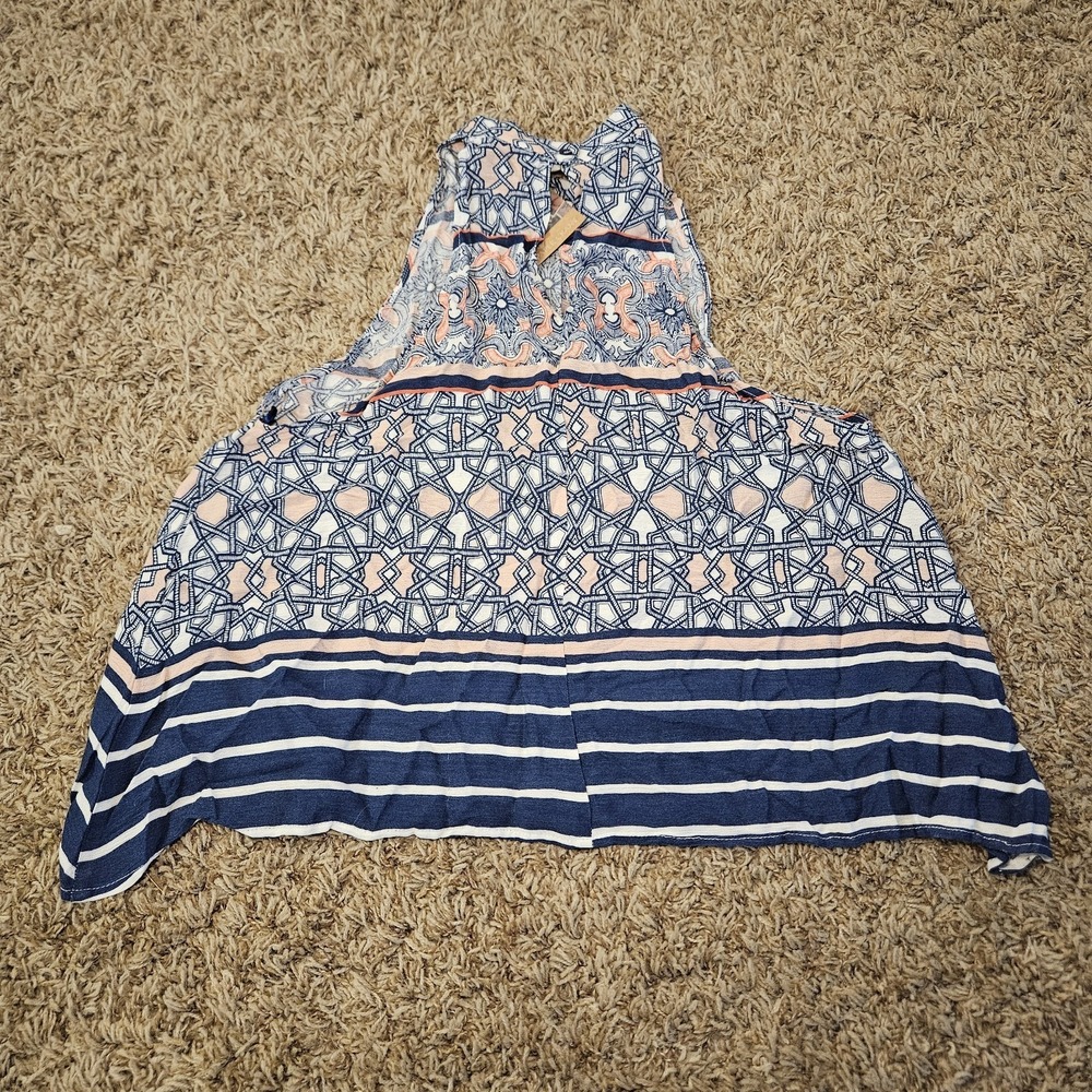 Paper Crane Womens Size Large Blue Pink Orange Floral Flowy Tank Top Blouse NWT - Picture 2 of 7